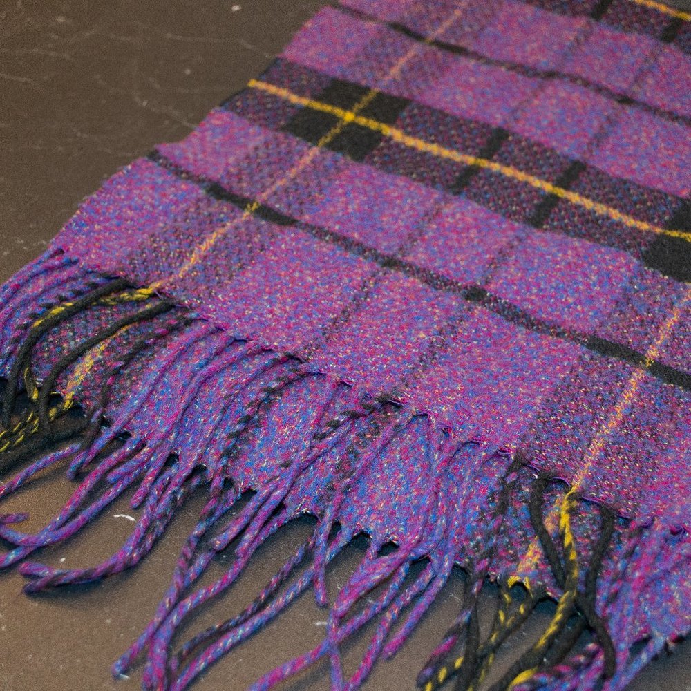 NWOT Purple Plaid Flannel Scarf. - Picture 2 of 4